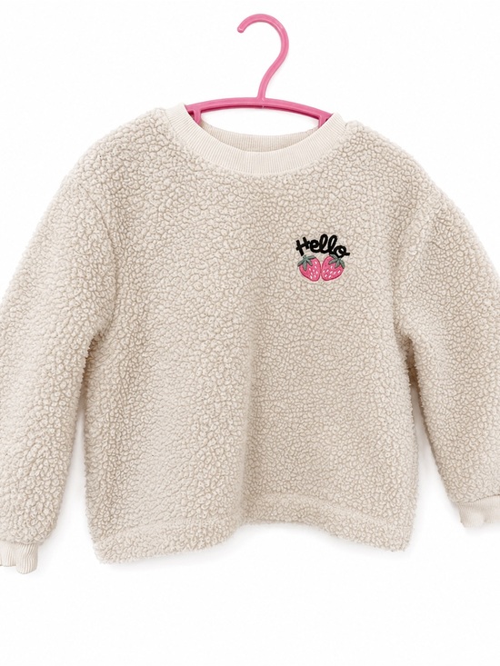 H&M Other - H&M Cream Sherpa Sweatshirt with Strawberry Patch